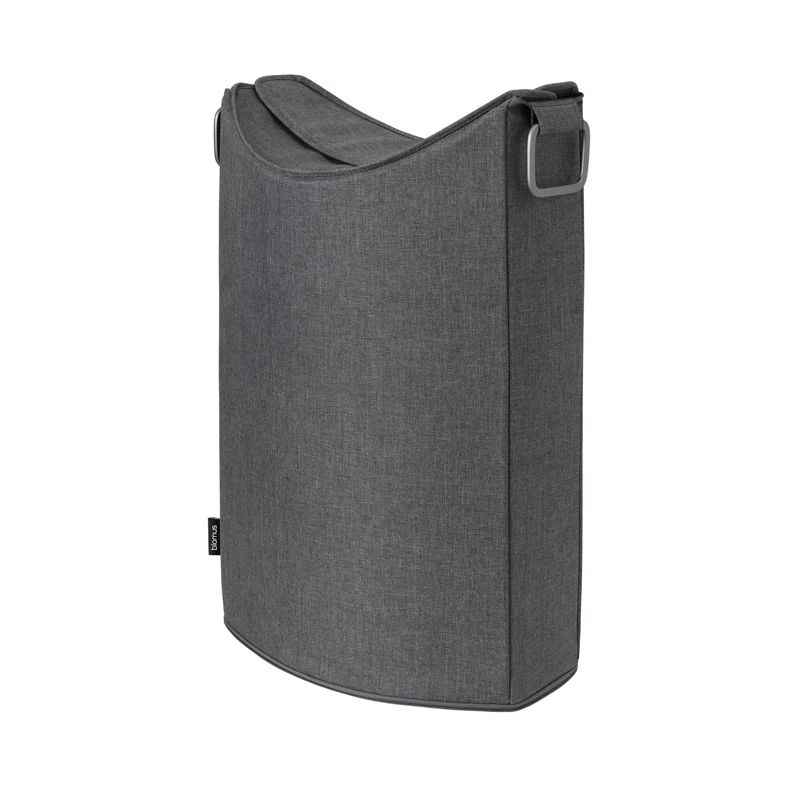 Dark Gray Collapsible Synthetic Fiber Laundry Hamper with Lid