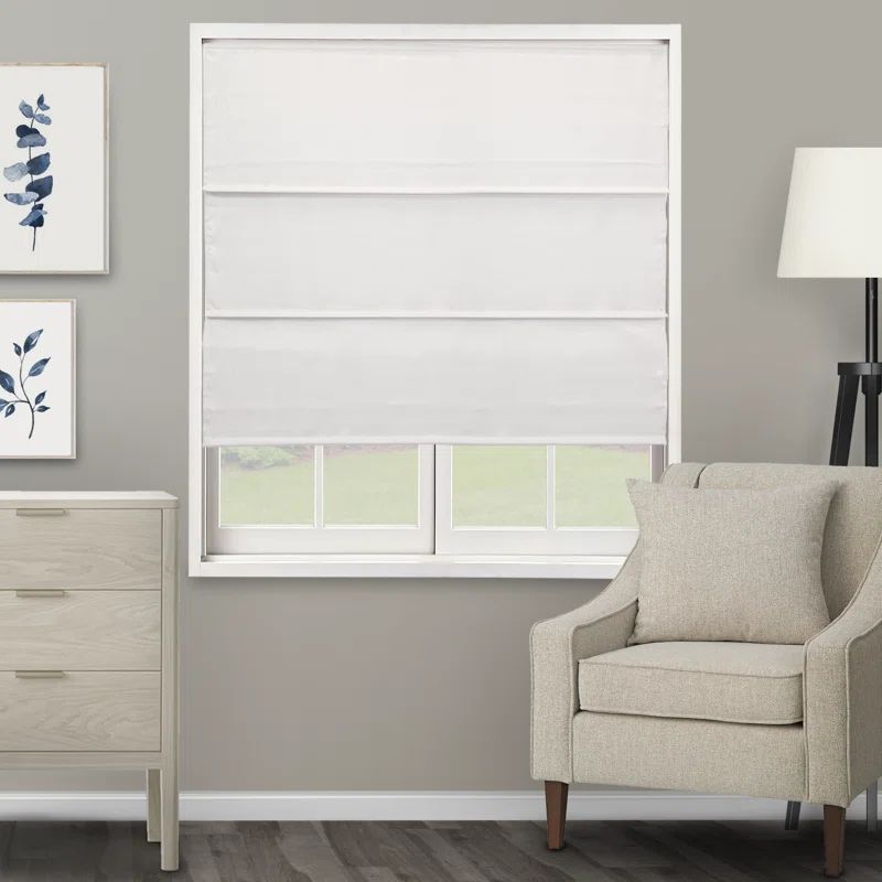 Ultra White Cordless Fabric Roman Blackout Shade 36" x 72"