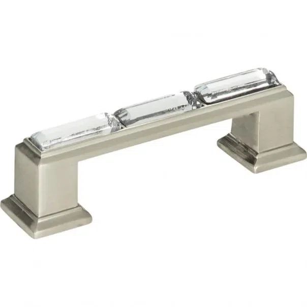 Brushed Nickel Crystal Bar Pull with Mounting Hardware