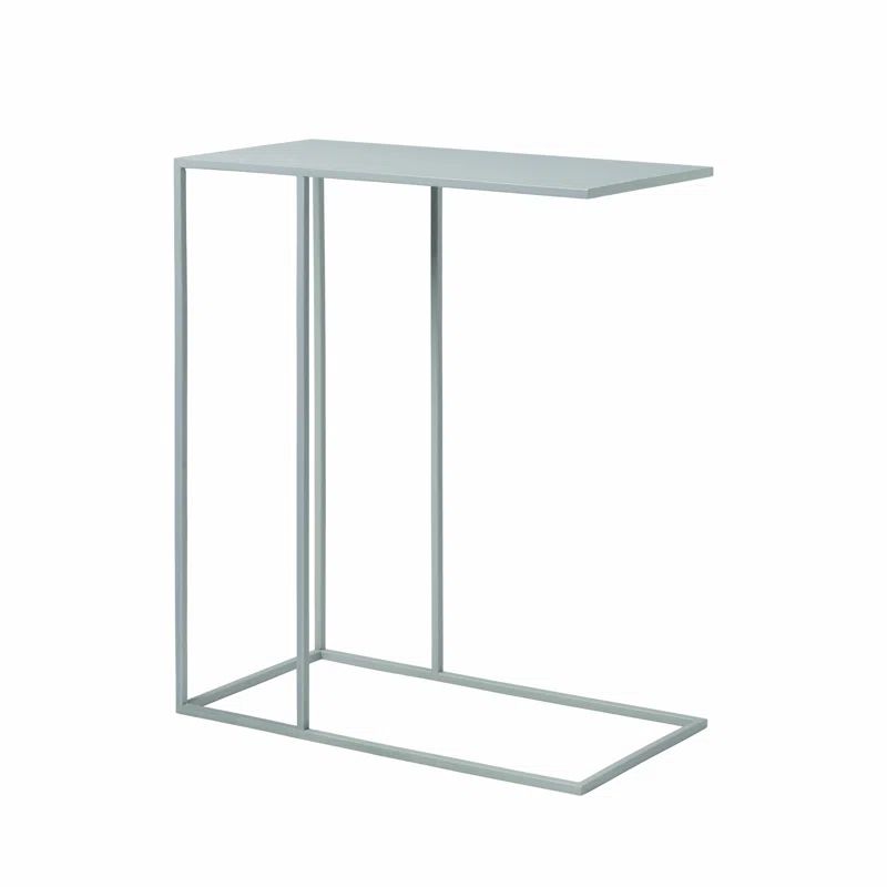 Light Gray Powder-Coated Steel Minimalist Side Table