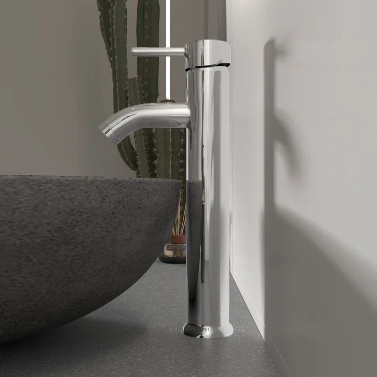 Polished Chrome Single-Handle Vessel Sink Faucet with Drain Assembly