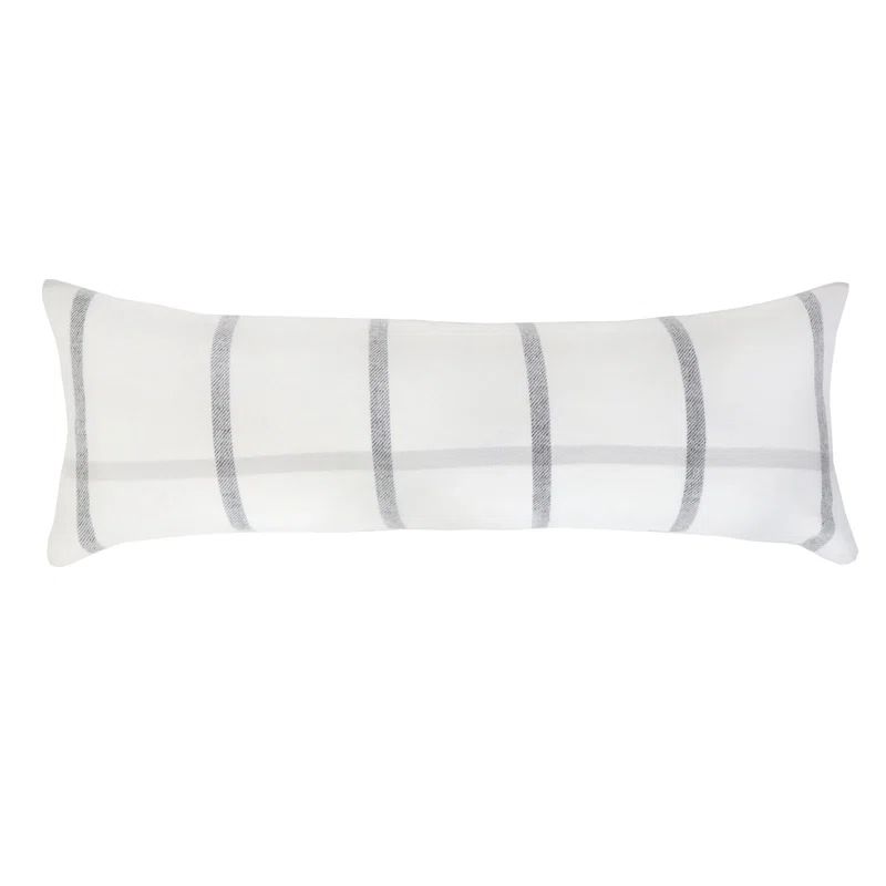 White and Gray Cotton Plaid Bolster Pillow
