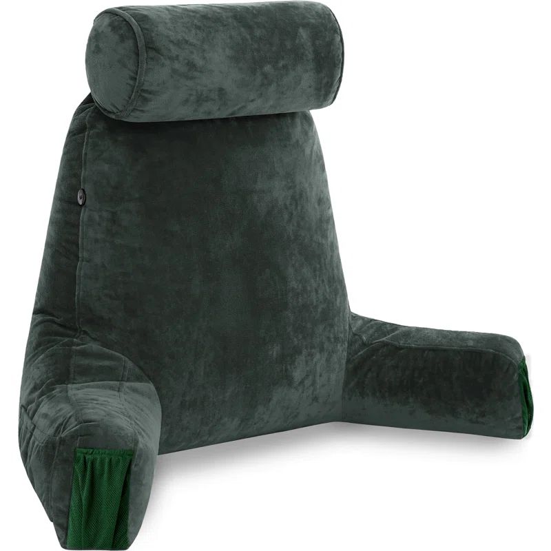 Dark Green Kids' Memory Foam Reading Pillow with Arms and Detachable Neck Roll