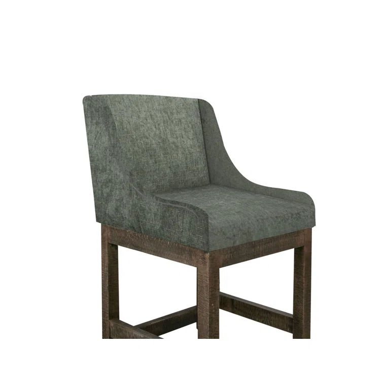 Arlinda 24'' Brown Wood and Metal Full-Back Counter Stool