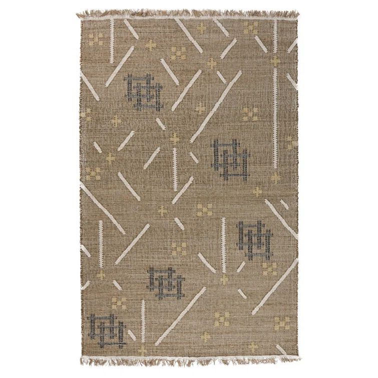 Handmade Khaki Multi Geometric Wool 8' x 10' Area Rug