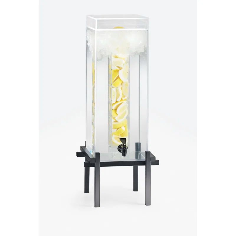 Black Acrylic 5 Gallon Beverage Dispenser with Ice Chamber