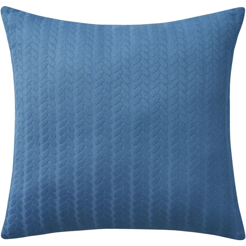 Blue Cotton Textured 18" Square Reversible Pillow Cover