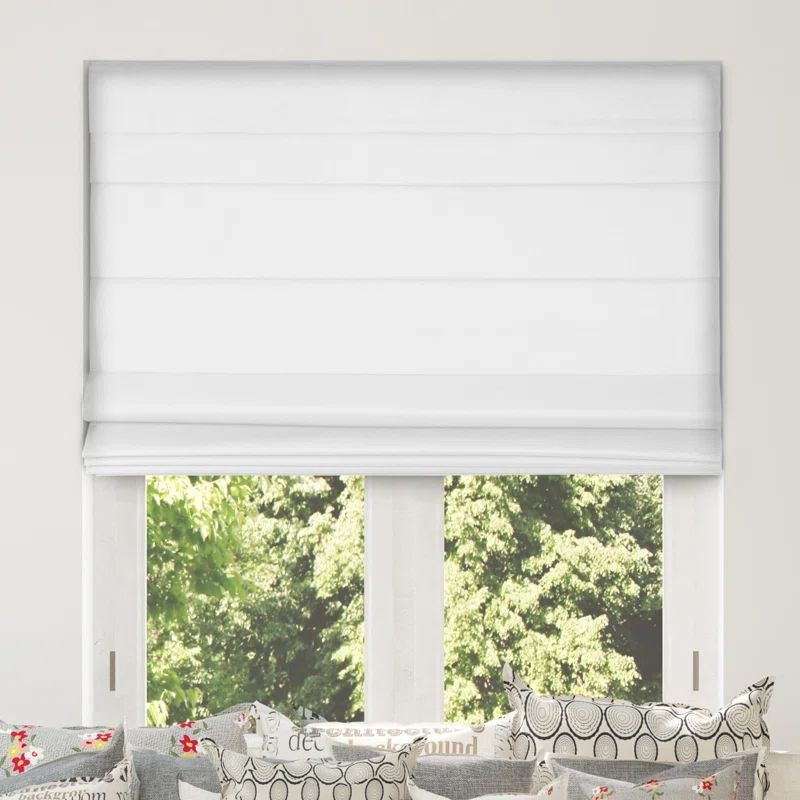 White Cordless Fabric Blackout Roman Shade 27.5"W x 60"H