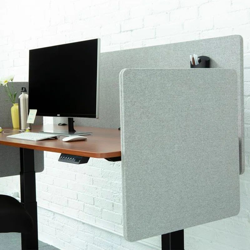 Cool Gray Acoustic Desk Divider with Clamp-On Design