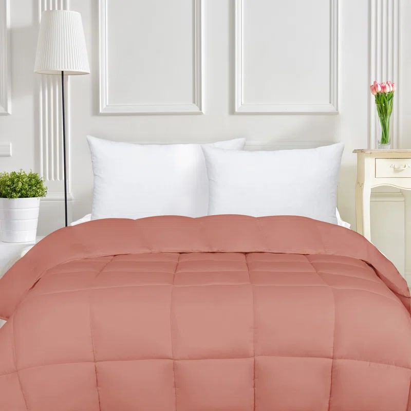 Blush Twin Reversible Microfiber Comforter with Down Alternative Fill