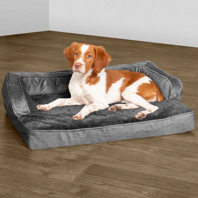 Medium Dark Gray Cooling Gel Foam Orthopedic Pet Sofa Bed