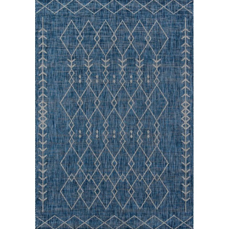 Blue Geometric Washable Synthetic 2' x 3' Area Rug