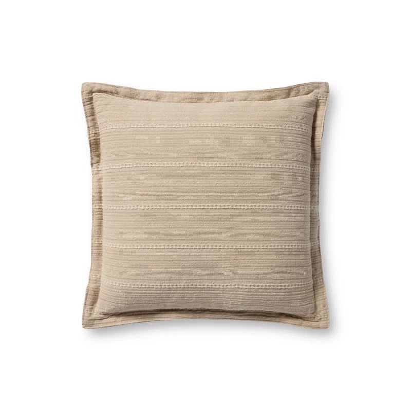 Natural Cotton Striped Square Throw Pillow 18'' x 18''
