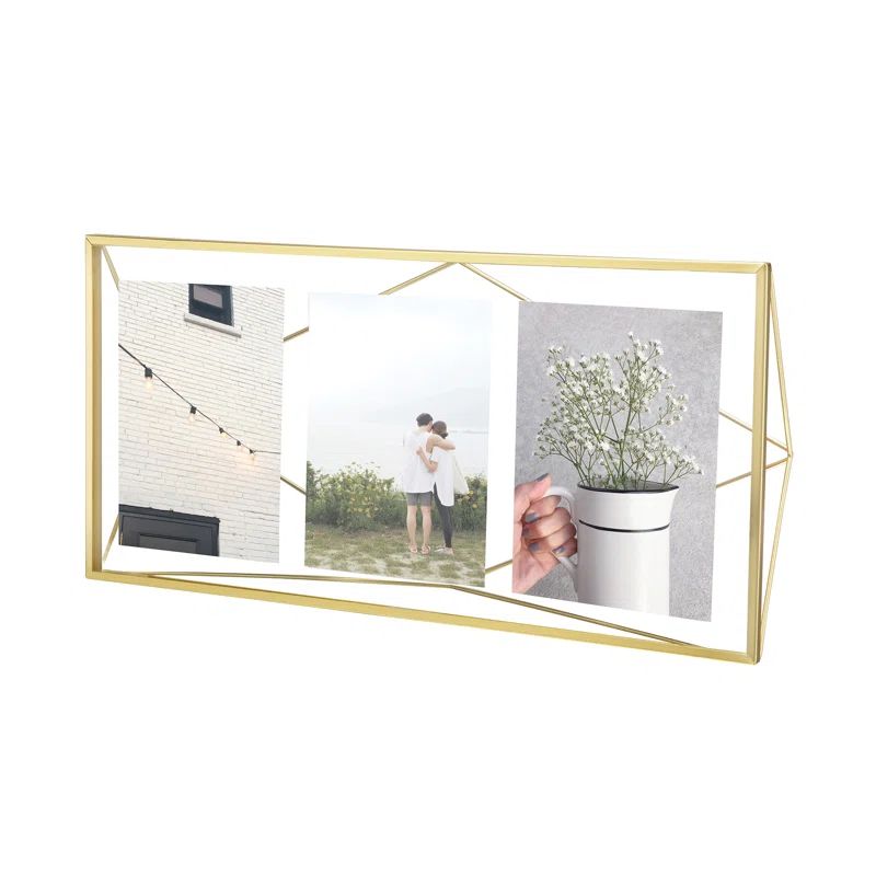 Matte Brass Geometric Floating Multi Picture Frame