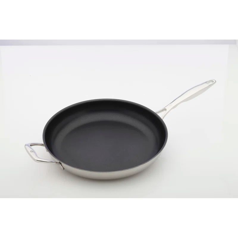12.5 Inch Stainless Steel Non-Stick Fry Pan with Lid