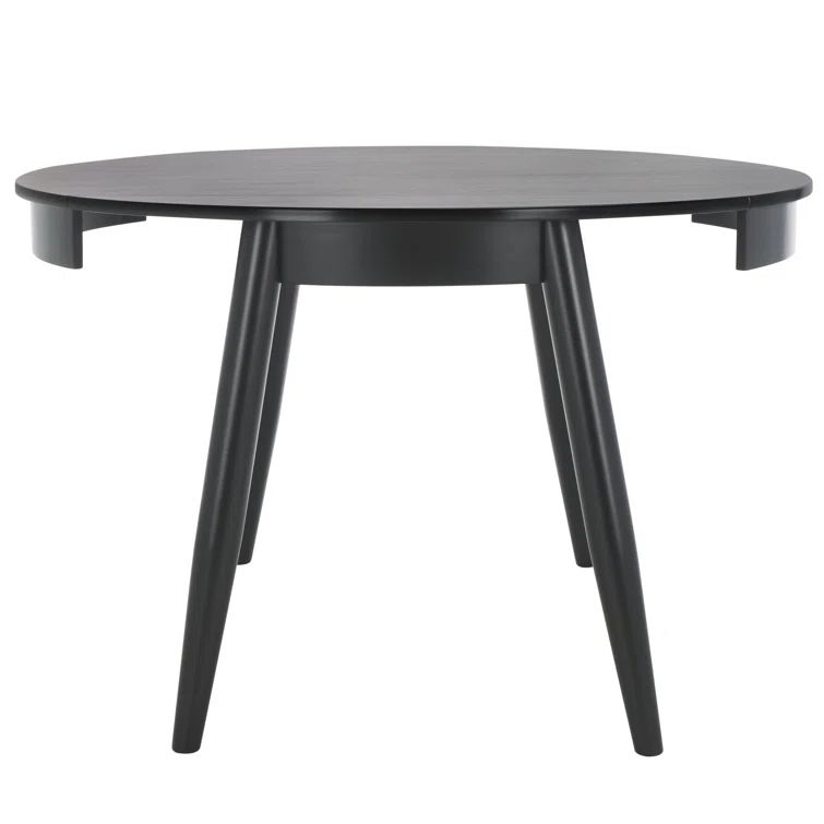 Black Round Reclaimed Wood Extendable Dining Table