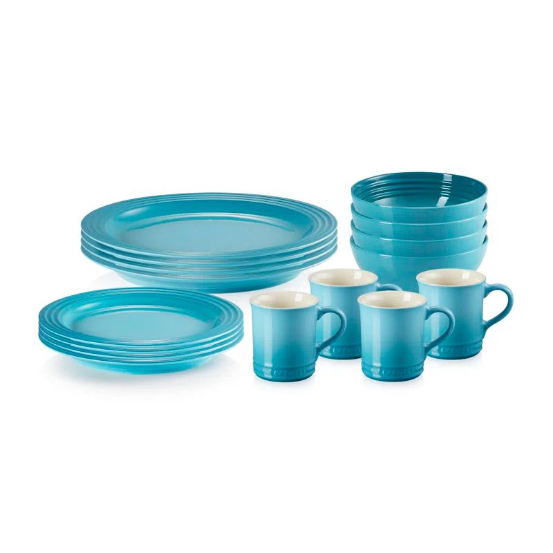 Caribbean Blue Ceramic Dinnerware Set, Service for 4