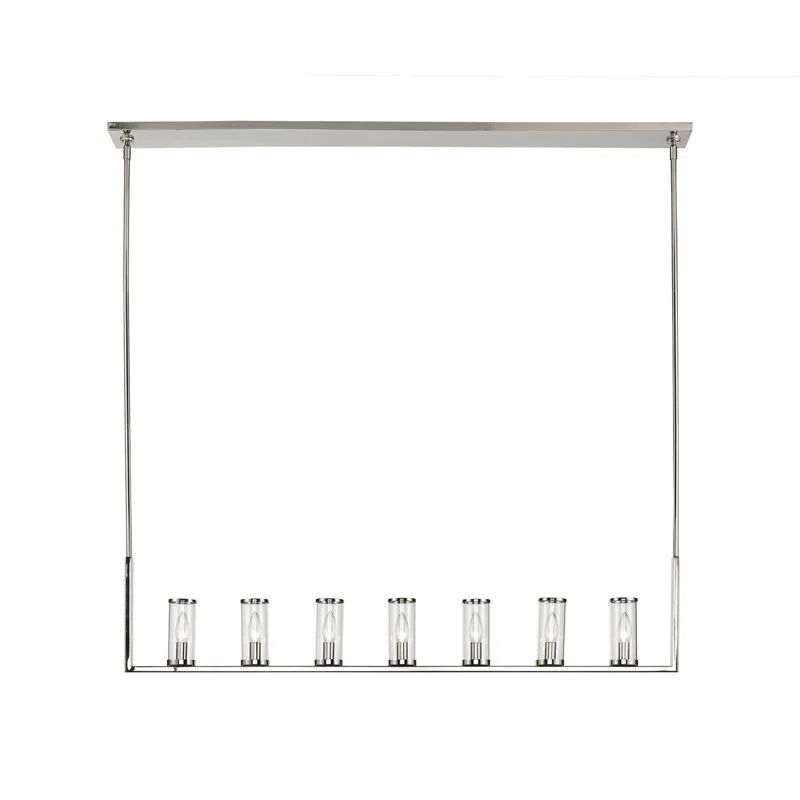 Revolve 47" Polished Nickel and Glass 7-Light Pendant