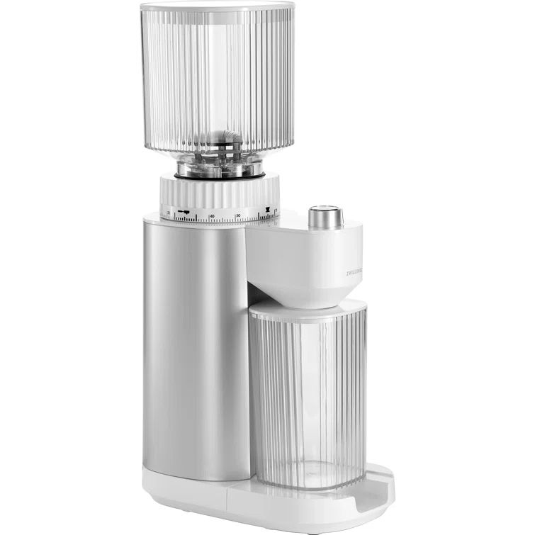 Silver Stainless Steel Electric Burr Coffee Grinder with Adjustable Grind