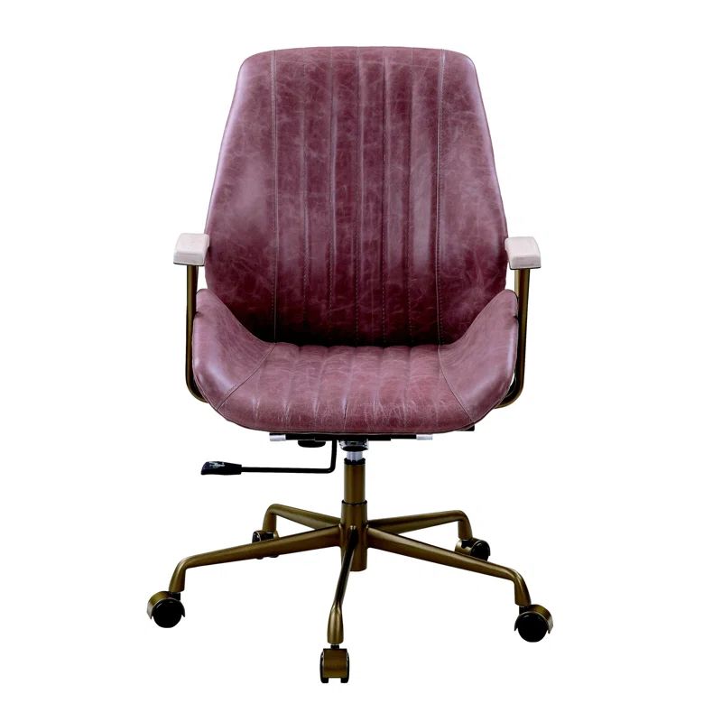 Hamilton Dark Green Leather Swivel Office Chair with Metal Frame