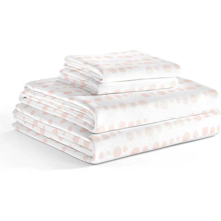 Kids Full Pink Dots Microfiber 4-Piece Sheet Set