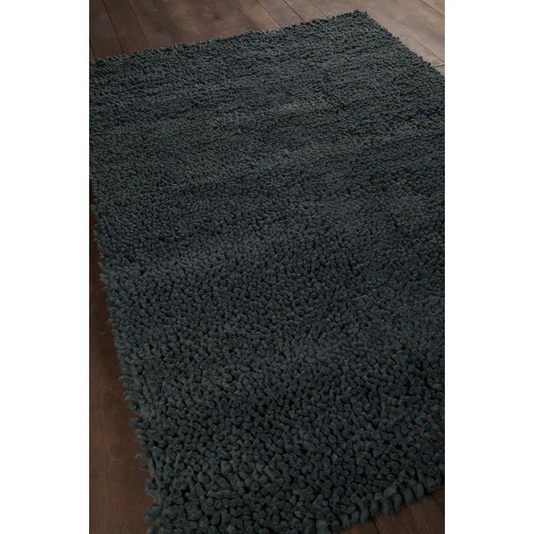 Luxurious Black Wool & Viscose Tufted Shag Rug 5' x 7'