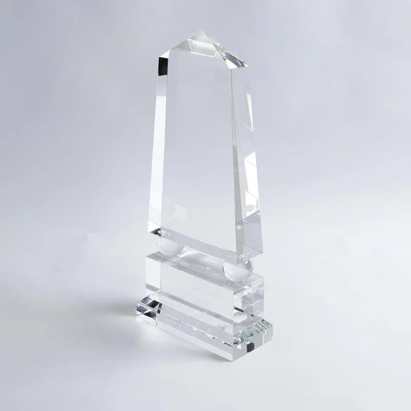 Elegant Wide Crystal Obelisk Decorative Accent