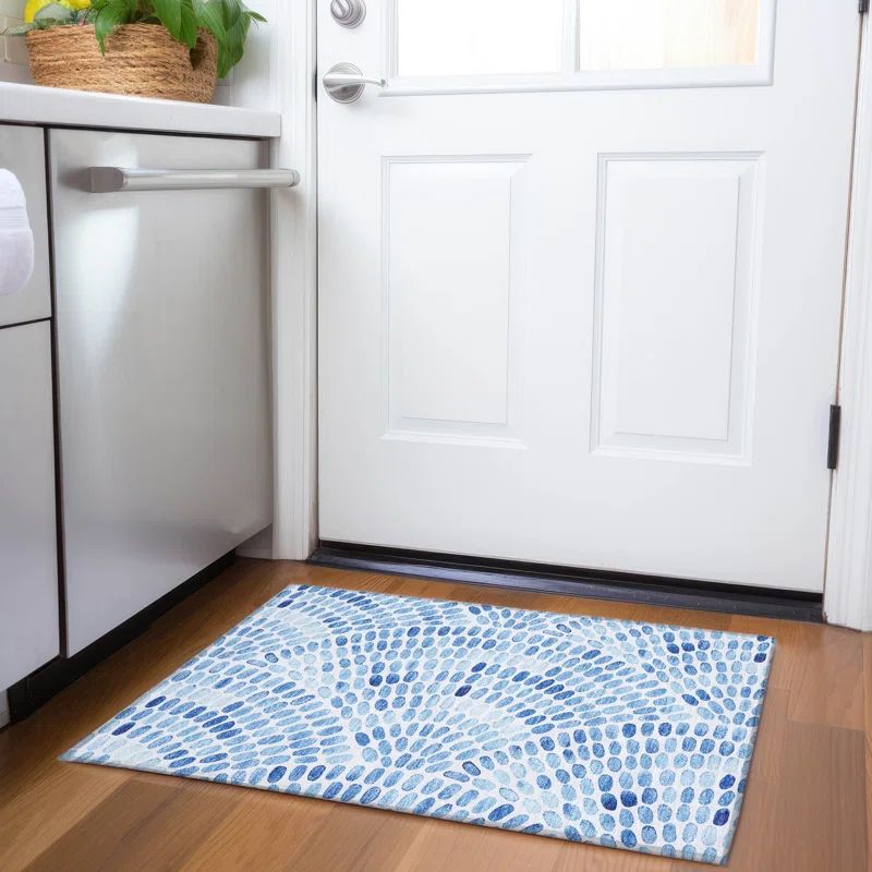 Red Rectangular Easy Care Synthetic Rug, 30x20