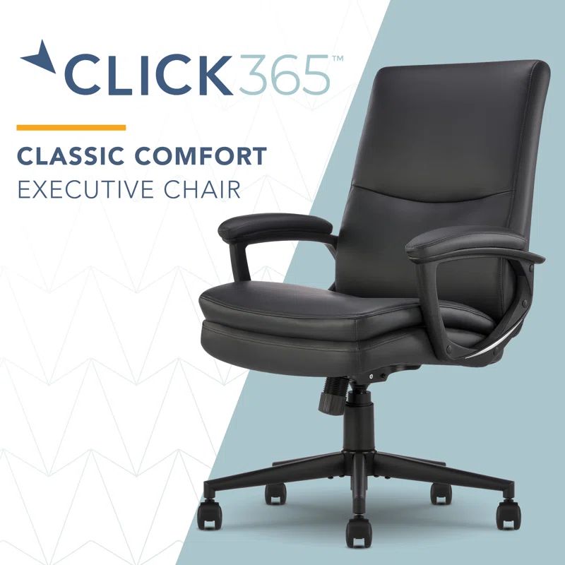Classic Black Bonded Leather Ergonomic Executive Office Chair