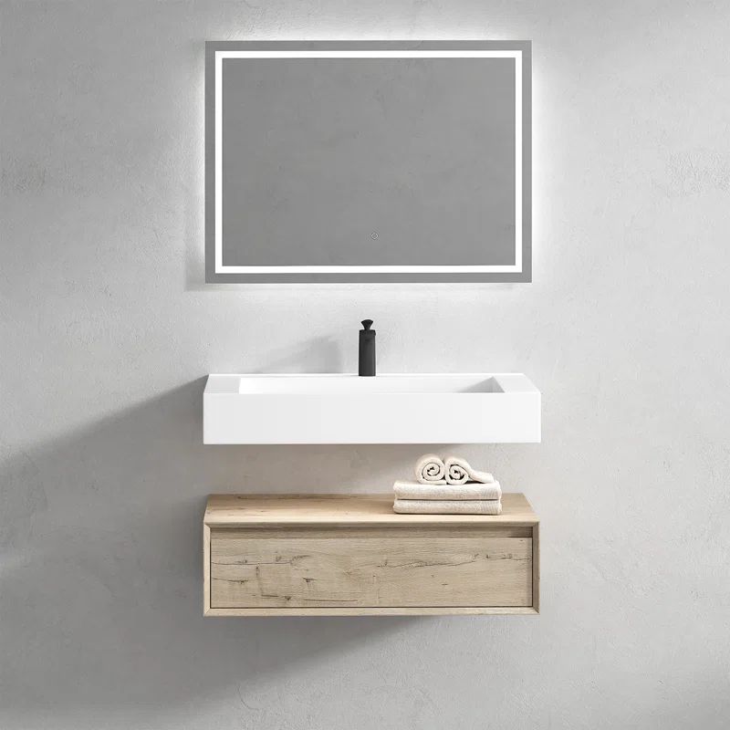 Alysa 36" White Oak Wall-Mounted Vanity with Acrylic Sink