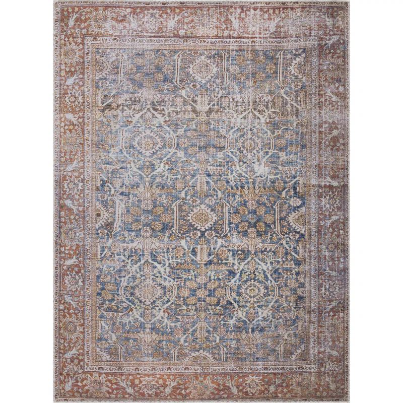 Mair Traditional Multicolor Polyester Washable Rectangular Area Rug