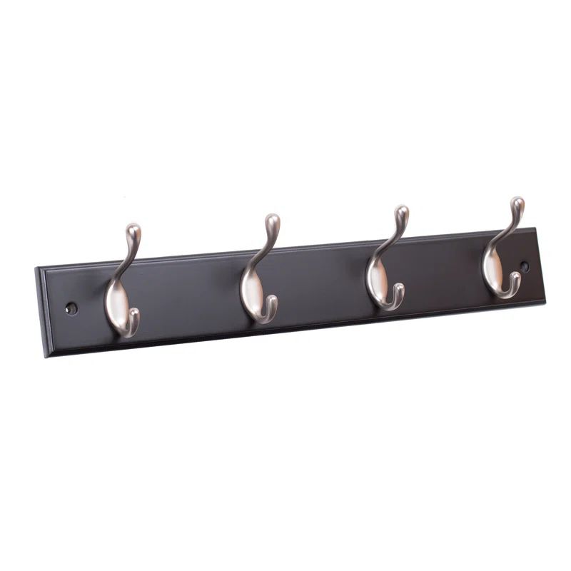 Black and Bronze 4-Hook Wall Mounted Coat Rack