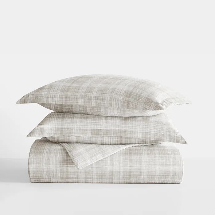 Gray Twin/Twin XL Microfiber Thatch Pattern Duvet Cover Set