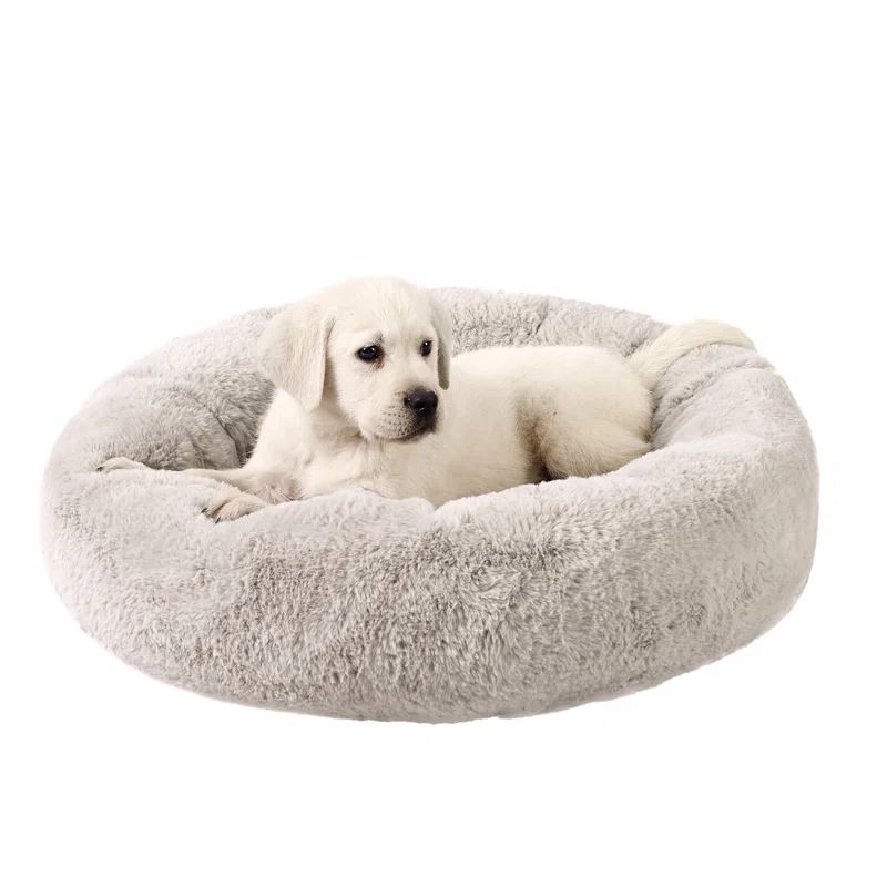 Small Gray Orthopedic Memory Foam Donut Dog Bed