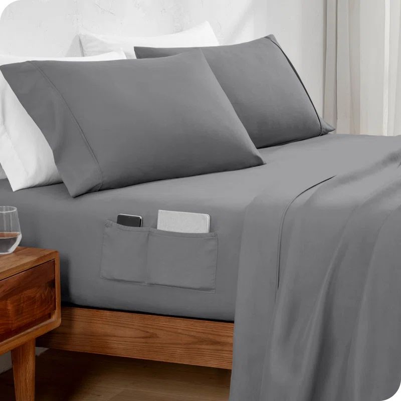 King Gray Hydro-Brushed Microfiber Sheet Set with Dual Pockets