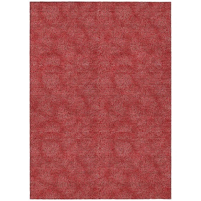 Red Synthetic Flat Woven Washable 5' x 7' Rug