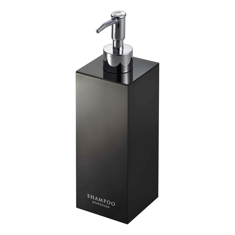Black ABS Plastic Square Shampoo Dispenser with Steel Pump