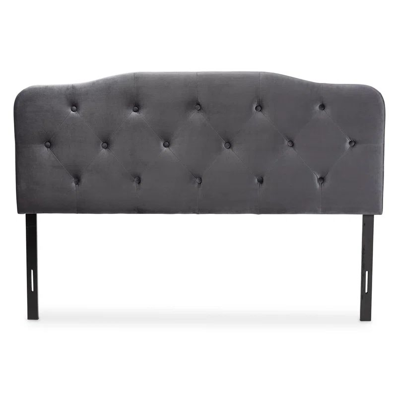 Gregory Gray Velvet Tufted Upholstered Queen Headboard