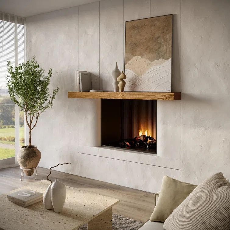 Aged Oak 72" Solid Wood Floating Mantel Shelf