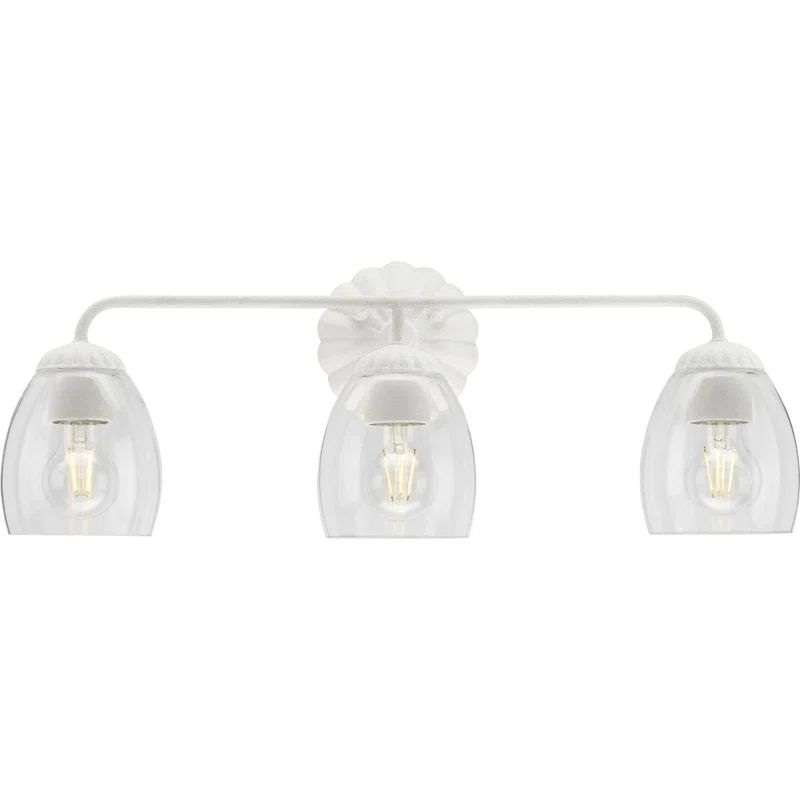 Quillan White Plaster 3-Light Vanity with Clear Glass Shades