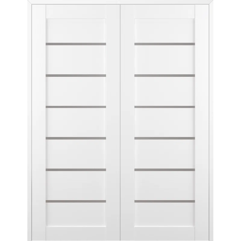 Alba 72" x 95" White Frosted Glass Composite Double Prehung French Door