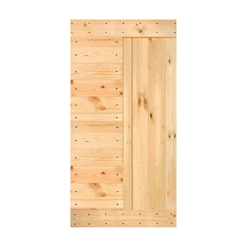 Unfinished Solid Wood Multipanel Modern Barn Door Slab, 42" x 84"