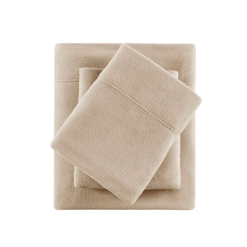 Khaki Twin XL Microfiber Fleece Sheet Set