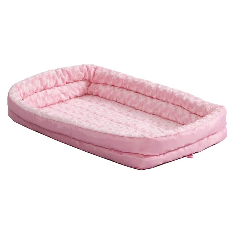 White Fleece Double Bolster Dog Bed for Crates, 54"