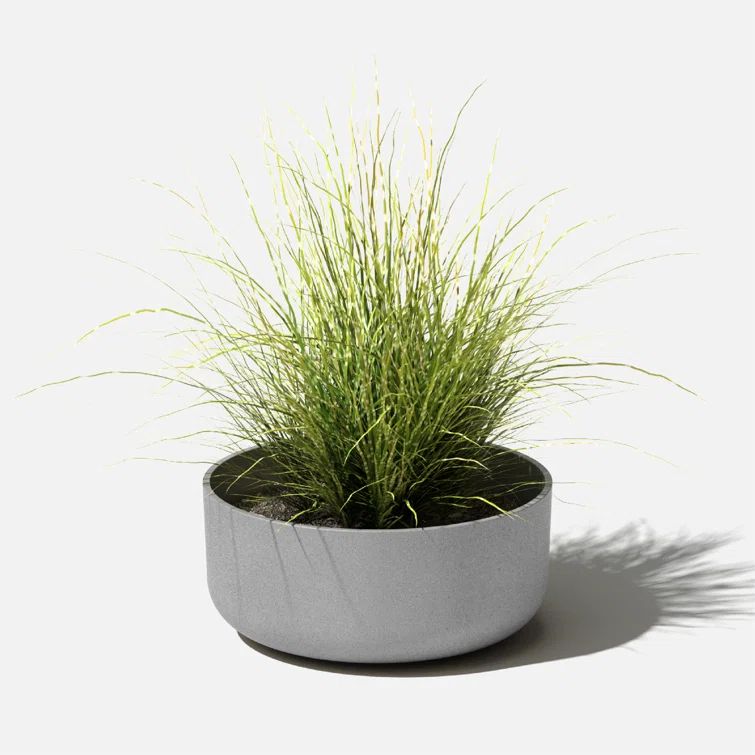 Kona 15'' Gray Round Plastic-Stone Composite Planter