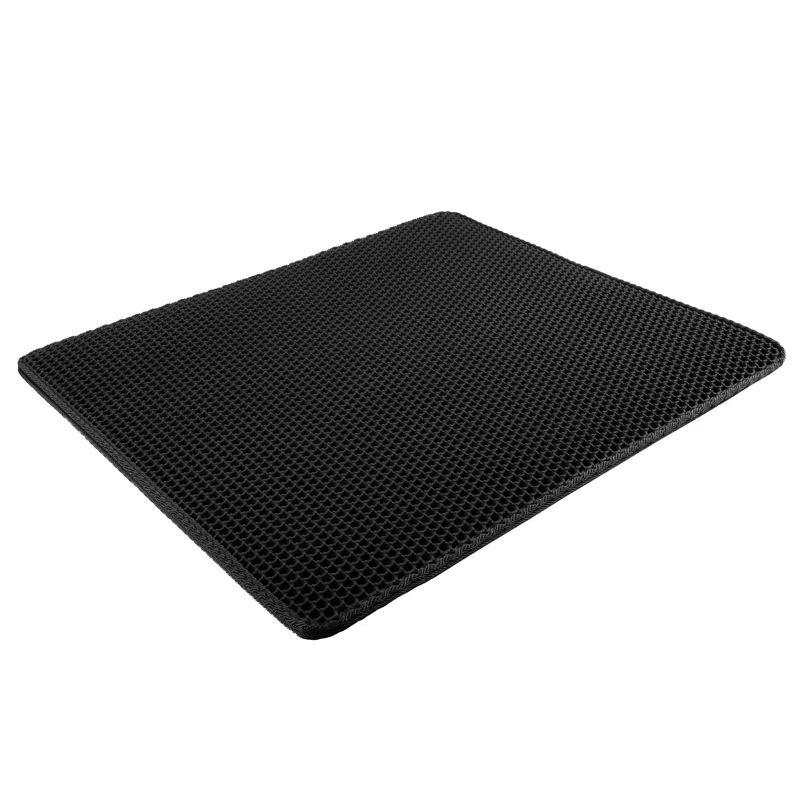 Black Dual-Layer Honeycomb Design Waterproof Cat Litter Mat