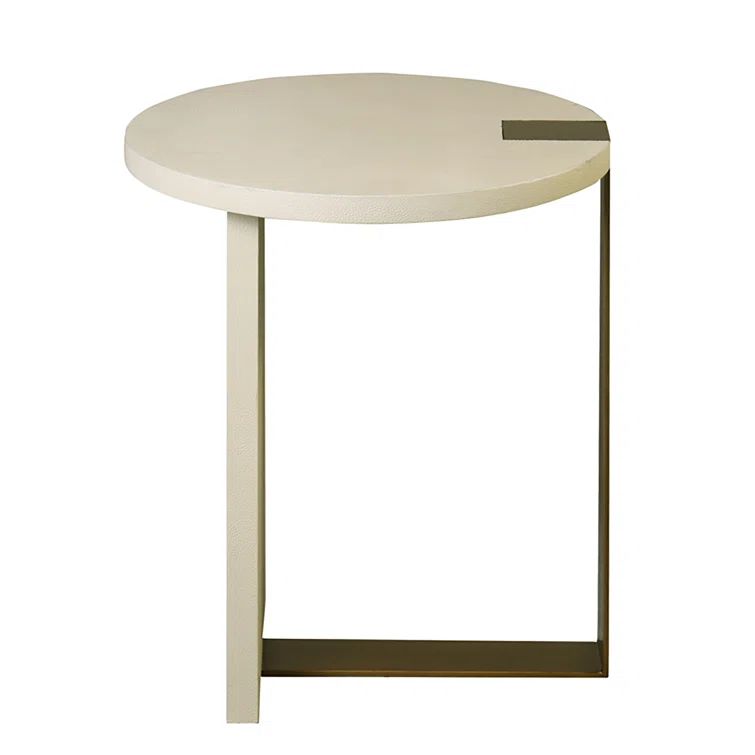 Harrington Round Cream Wood and Metal Side Table 22"