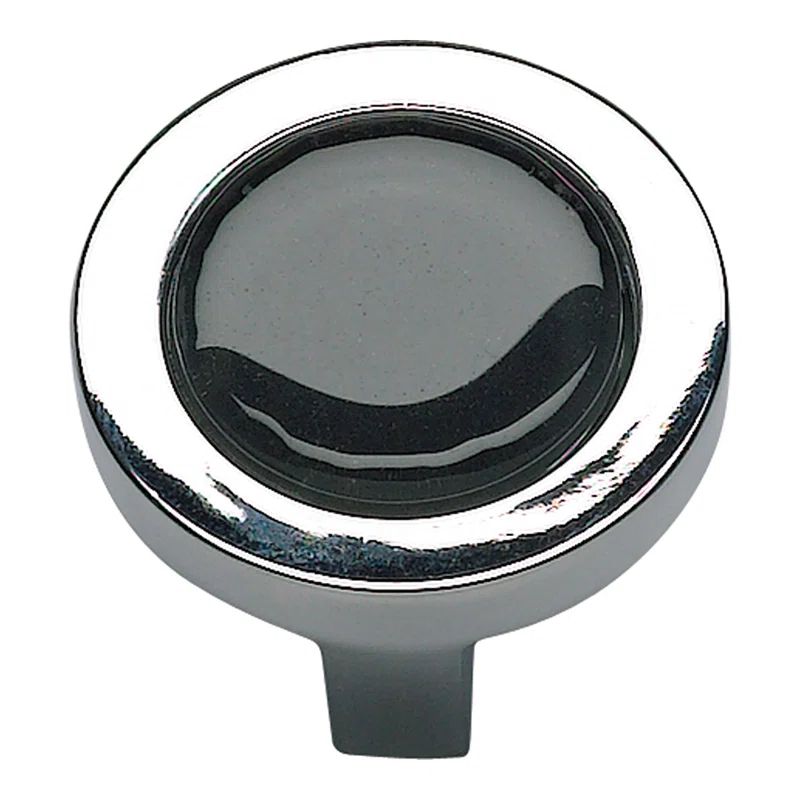 Polished Chrome Round Knob with Brushed Nickel Finish