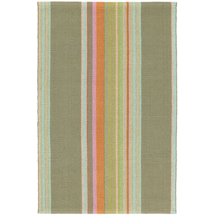 Red and Multicolor Stripe Wool Cotton Flat Woven Rug 2' x 3'