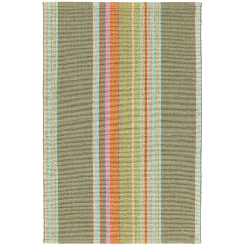 Red and Multicolor Stripe Wool Cotton Flat Woven Rug 2' x 3'